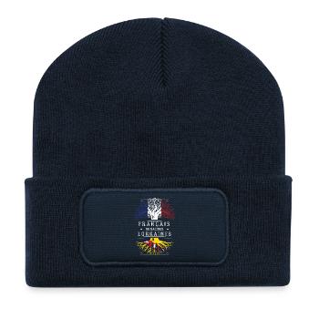 Francais De Racines Lorraines T-Shirt Cadeau Hu... - Beanie recyclé à patch - bleu marine - Devant