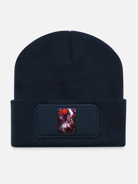 Neon-Fluid Spiegelung - Recycelte Patch Beanie - French Navy