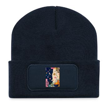 Boho Face Art Day and Night - Recycled Patch Beanie - french navy - Front