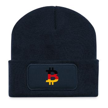 Bitcoin symbol with German flag - Recycled Patch Beanie - french navy - Front
