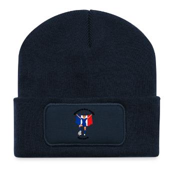 Französischer Frauenfußball mit erhobenen Armen - Recycelte Patch Beanie - French Navy - Vorne