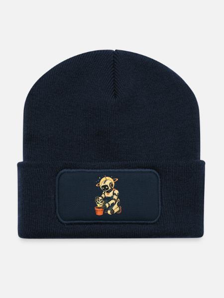 Robot with green thumb - Recycled Patch Beanie - french navy