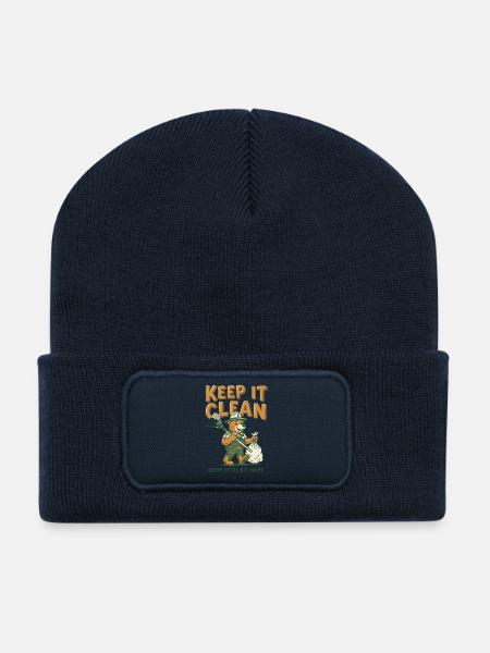 Keep It Clean Bear Clean-Grafik - Recycelte Patch Beanie - French Navy