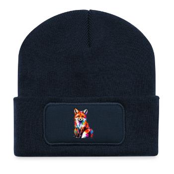 Colorful fox with splashes of color - Recycled Patch Beanie - french navy - Front