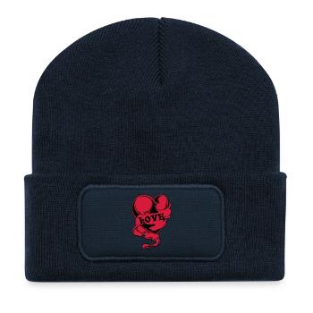 herz - Beanie recyclé à patch - bleu marine - Devant