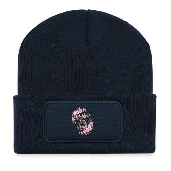 Mama Bruh Blumen Muttertag - Recycelte Patch Beanie - French Navy - Vorne