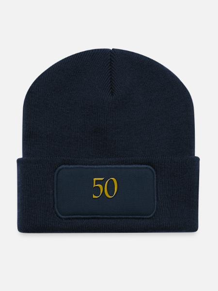 gold 50 - Recycelte Patch Beanie - French Navy