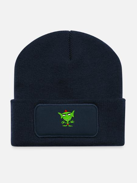 lutin vert - Beanie recyclé à patch - bleu marine