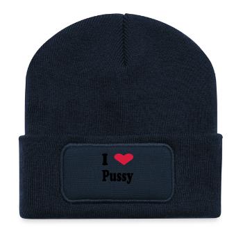 i heart pussy - Recycelte Patch Beanie - French Navy - Vorne