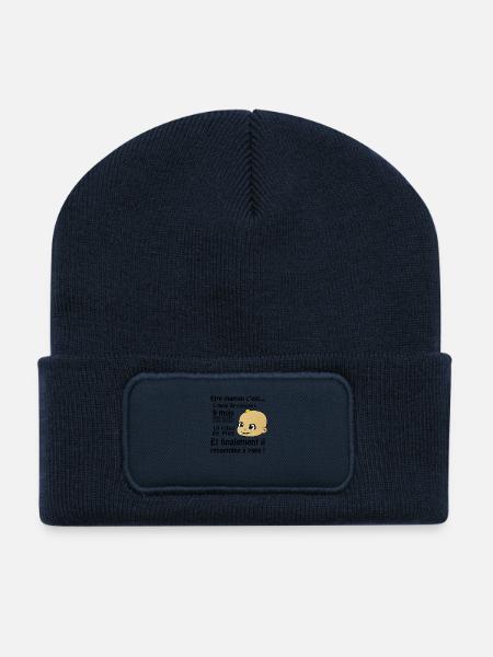 Grossesse Humour - Beanie recyclé à patch - bleu marine