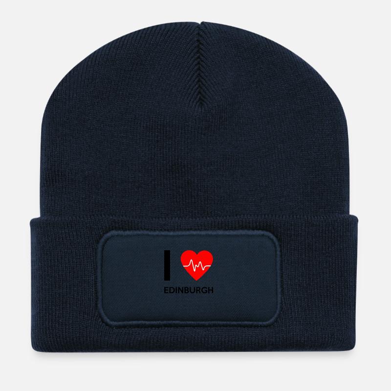 I Love Edinburgh - Ich liebe Edinburgh - Recycelte Patch Beanie - French Navy