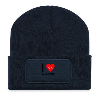 J'aime Salzgitter - I love Salzgitter - Beanie recyclé à patch - bleu marine - Devant