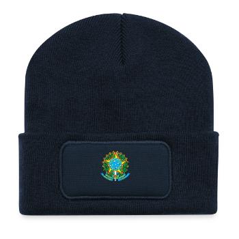 Armoiries nationales du Brésil - Beanie recyclé à patch - bleu marine - Devant