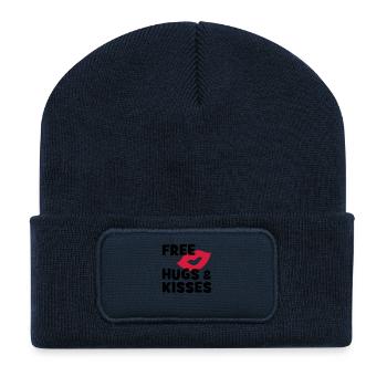 free hugs & kisses - Recycled Patch Beanie - french navy - Front