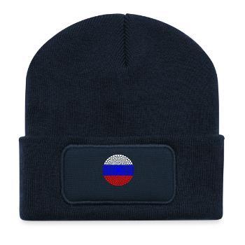 Russie Russie Россия Love Heart Mandala - Beanie recyclé à patch - bleu marine - Devant