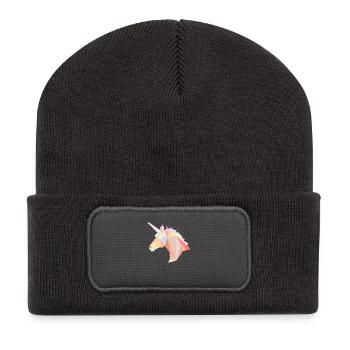 Low Poly Unicorn - Recycled Patch Beanie - dark grey - Front