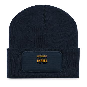 Avertissement Chasse - Beanie recyclé à patch - bleu marine - Devant