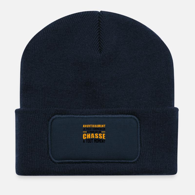 Avertissement Chasse - Beanie recyclé à patch - bleu marine