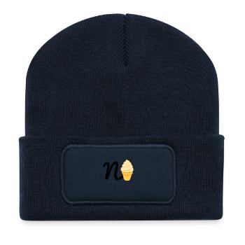 N+Ice = N🍦 - Fresh Festival & Party Motiv - Recycelte Patch Beanie - French Navy - Vorne