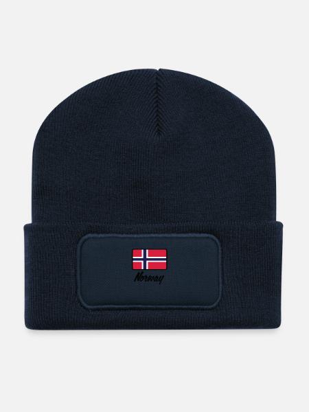 Nationalflagge von Norwegen - Recycelte Patch Beanie - French Navy