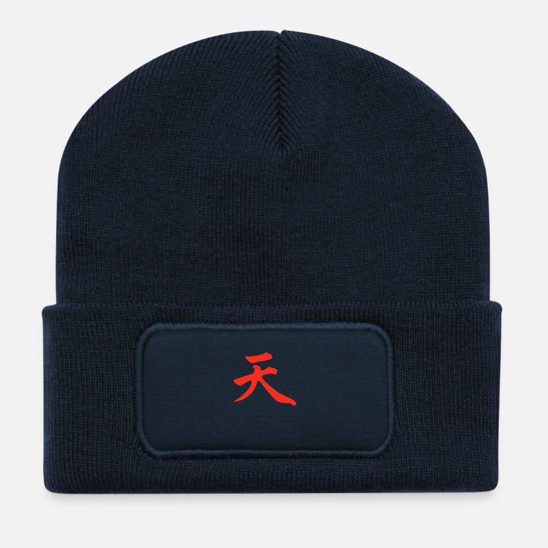 Akuma/Gouki symbol - Recycled Patch Beanie - french navy