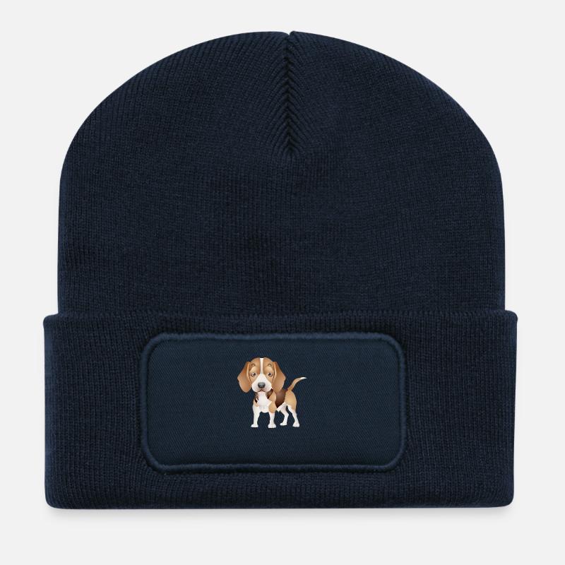 Hund T Shirt selber gestalten - Recycelte Patch Beanie - French Navy