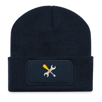 Schraubenzieher Schlüssel - Recycelte Patch Beanie - French Navy - Vorne