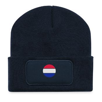 niederlande_rund_50 - Recycelte Patch Beanie - French Navy - Vorne