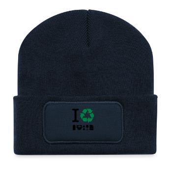 I Recycle - Beanie recyclé à patch - bleu marine - Devant