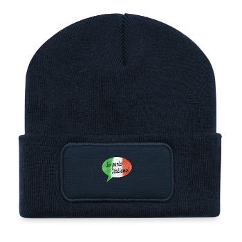 I speak Italian with flag as speech bubble - Recycled Patch Beanie - french navy - Front