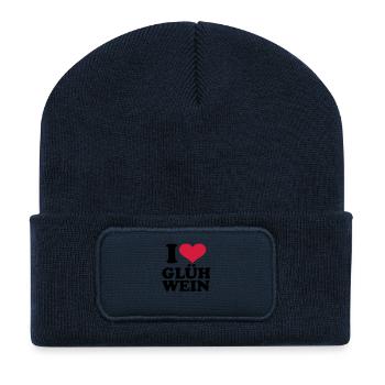 I love Glühwein - Recycelte Patch Beanie - French Navy - Vorne