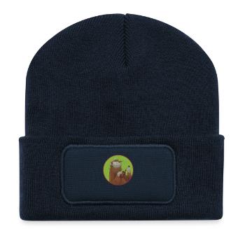 Monkey with ukulele - Recycled Patch Beanie - french navy - Front