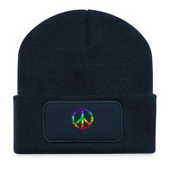Peace-Zeichen Regenbogen Toleranz Frieden Graffiti - Recycelte Patch Beanie - French Navy - Vorne