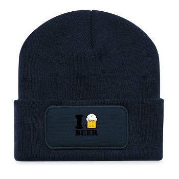 I love beer - Recycelte Patch Beanie - French Navy - Vorne