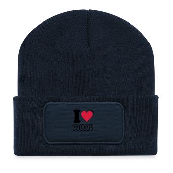 ilovedoudou - Beanie recyclé à patch - bleu marine - Devant