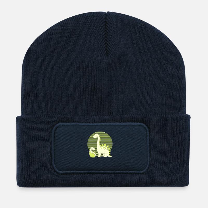 Dinosaur Mom with Hatching Egg - Recycled Patch Beanie - french navy