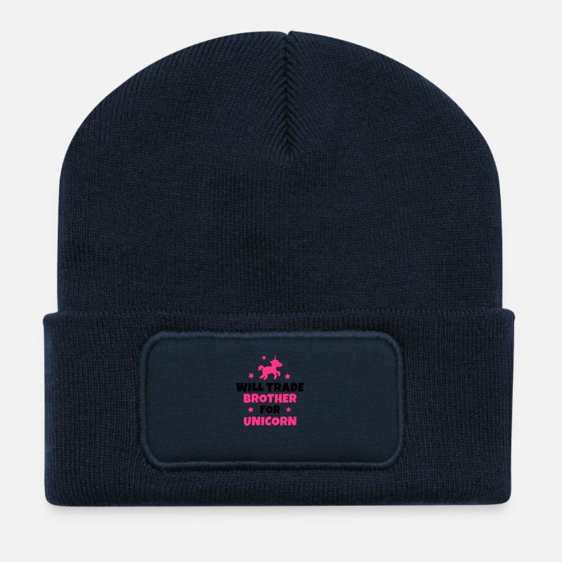 Will trade brother for unicorn - Recycled Patch Beanie - french navy