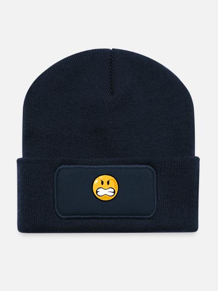 Smiley angry - Recycled Patch Beanie - french navy