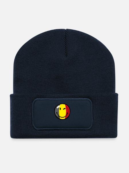 Smiley Flag Belgium - Beanie recyclé à patch - bleu marine