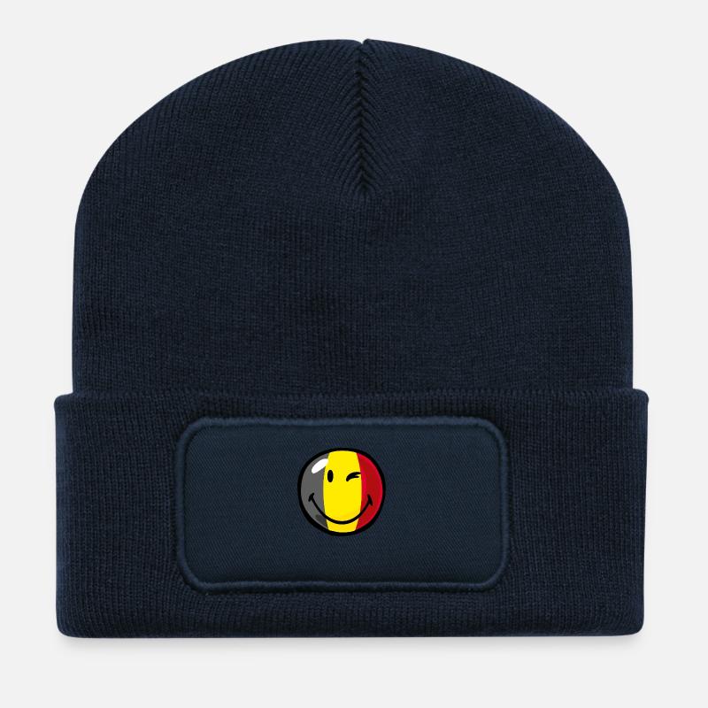 Smiley Flag Belgium - Beanie recyclé à patch - bleu marine