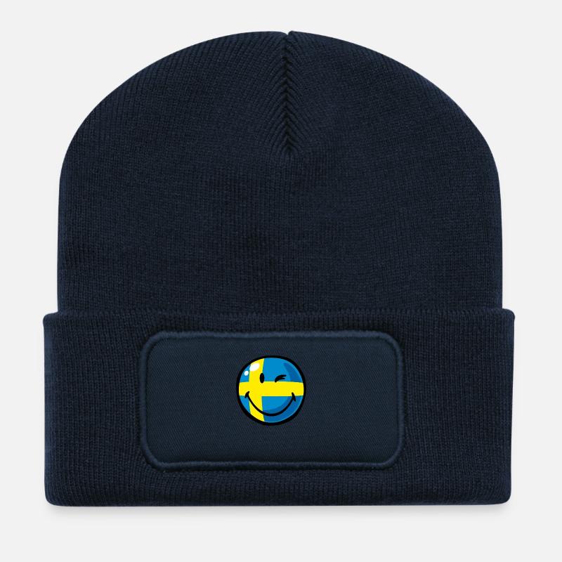 Smiley Flag Sweden - Recycelte Patch Beanie - French Navy