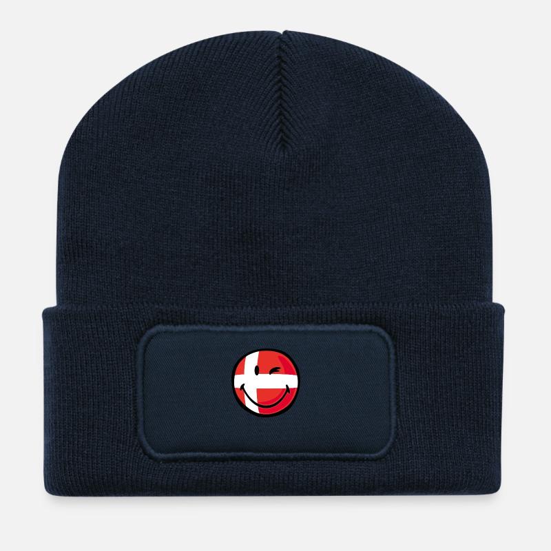 Smiley Flag Denmark - Recycelte Patch Beanie - French Navy