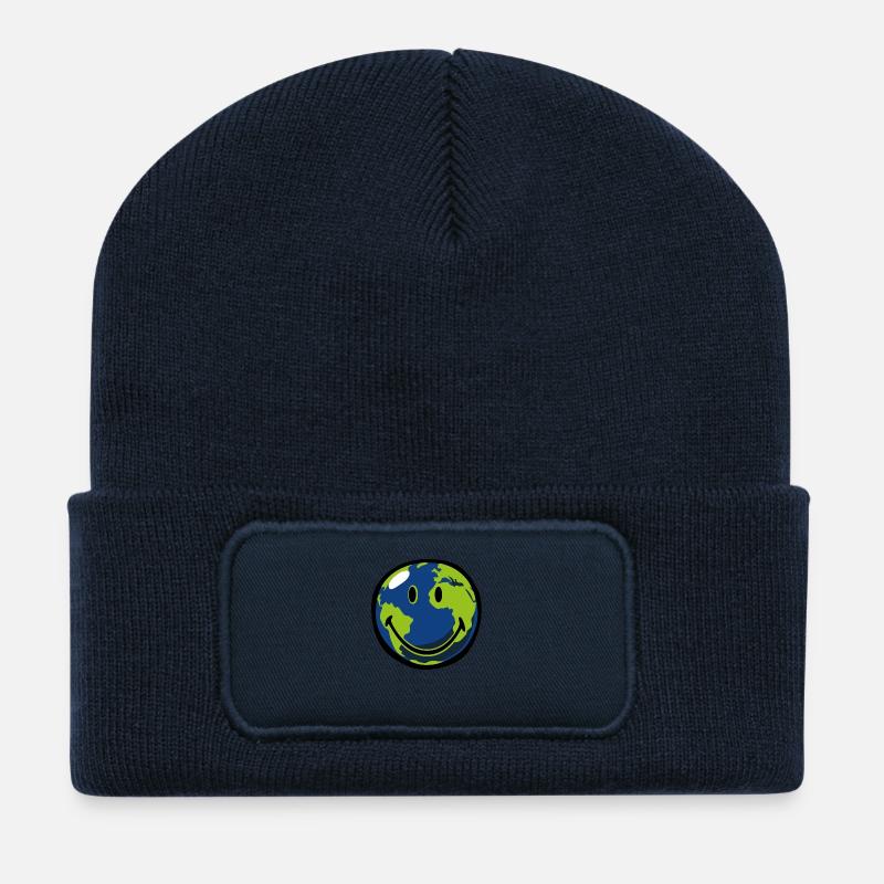 Smiley Earth - Recycelte Patch Beanie - French Navy