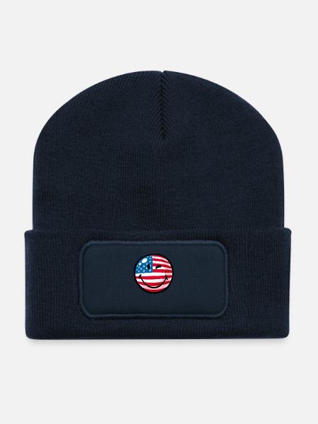 Smiley Flag USA - Recycelte Patch Beanie - French Navy