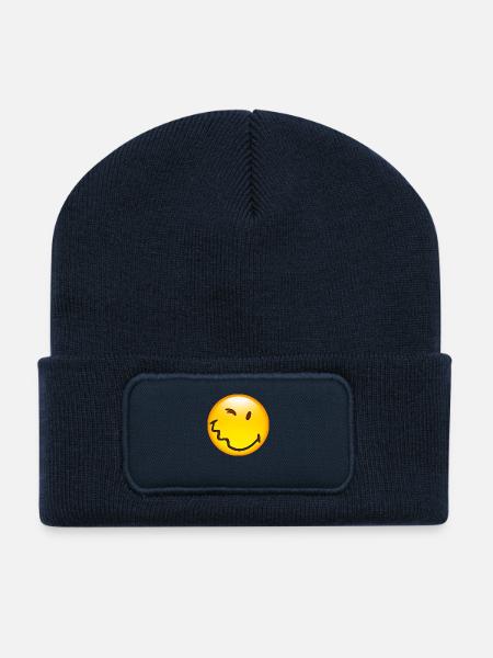 Smiley Glossy Happy - Recycelte Patch Beanie - French Navy