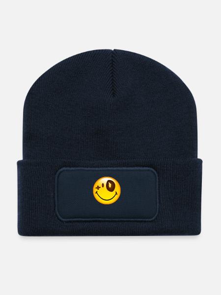 Smiley Blue Eye - Recycelte Patch Beanie - French Navy