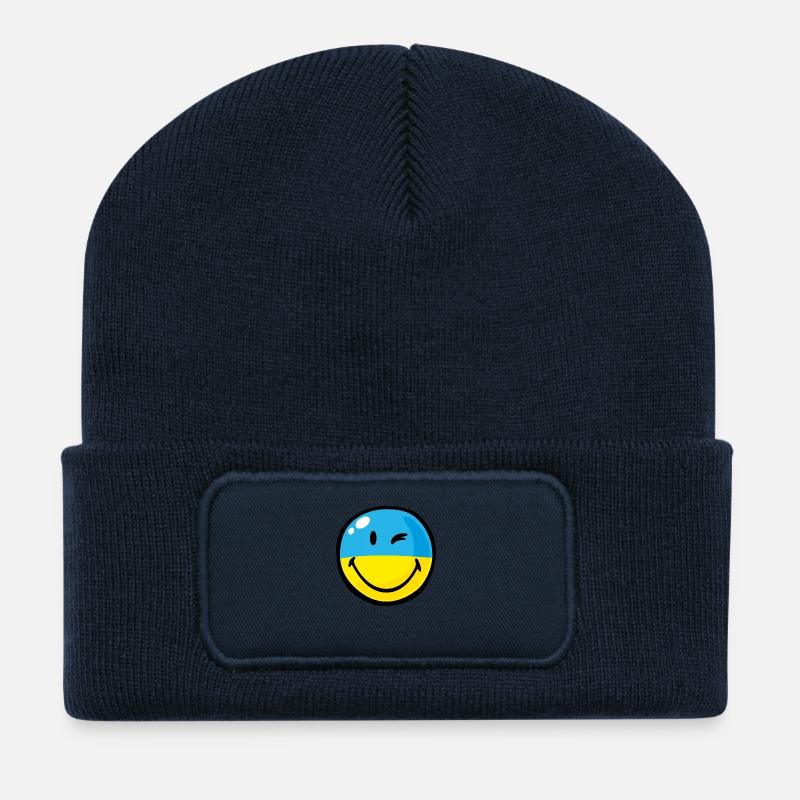 Smiley Ukraine - Recycelte Patch Beanie - French Navy