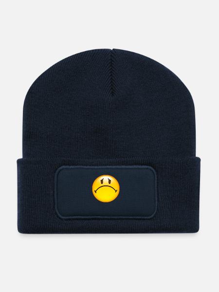 Smiley Sad - Recycelte Patch Beanie - French Navy