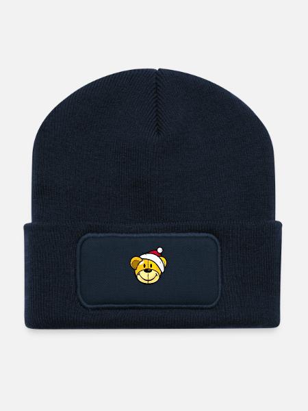 Smiley Christmas Teddy - Recycelte Patch Beanie - French Navy