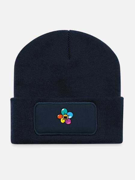 Smiley Colour Flower - Recycelte Patch Beanie - French Navy